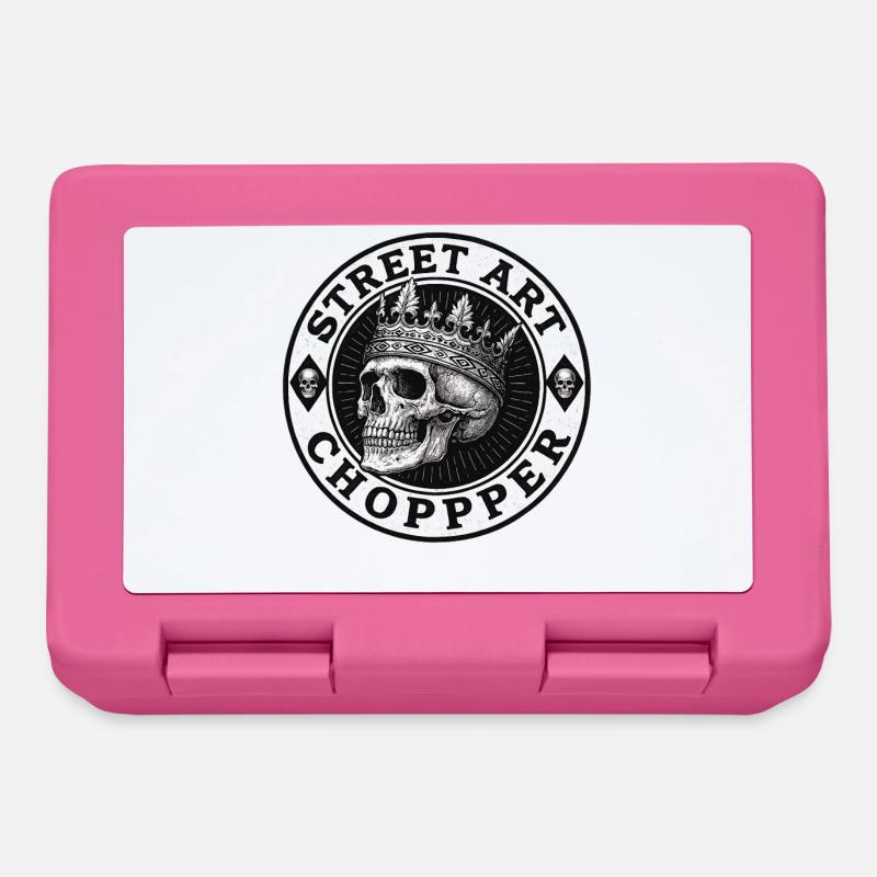 Biker Chopper Motorradfahrer Skull mit Krone - Brotdose - Pink