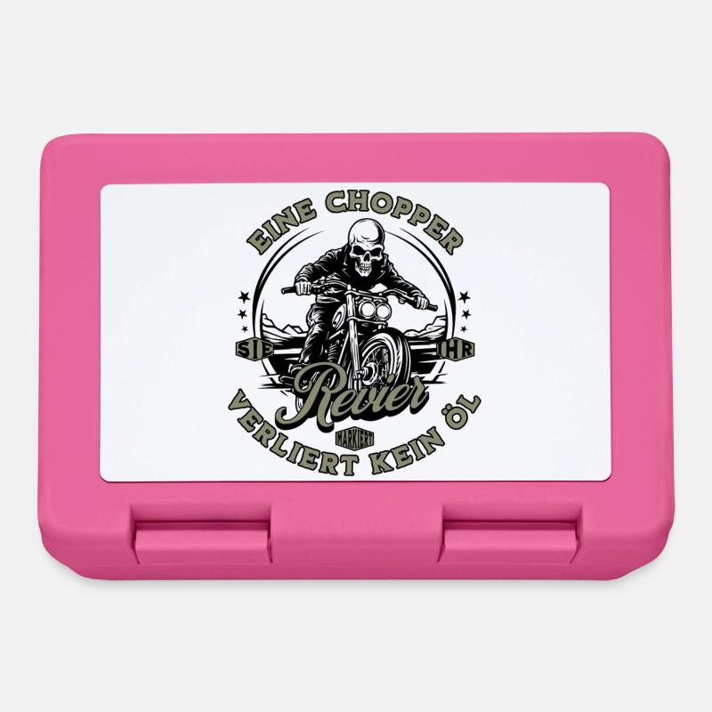 Moto motard chopper squelette - Boîte à goûter - rose