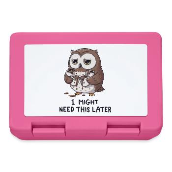 I Need Coffee For Later - Funny Owl - Lunchbox - pink - Front
