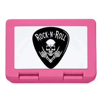 Rock N Roll Totenkopf auf Schwarz - Brotdose - Pink - Vorne