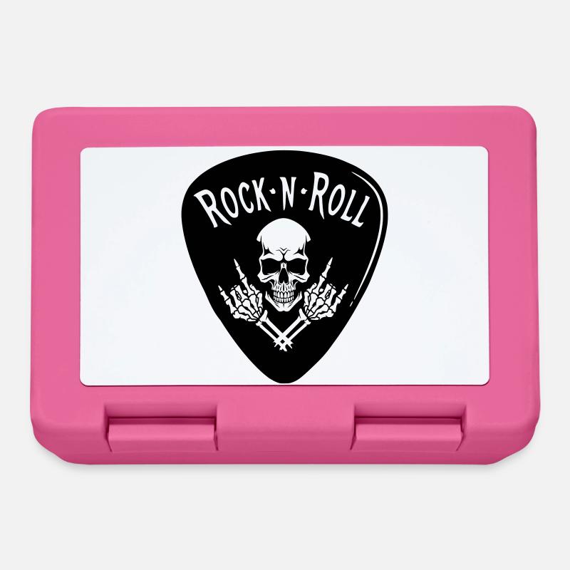Crâne Rock N Roll Sur Noir - Boîte à goûter - rose