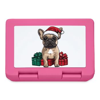 Chien bouledogue français Noël - Boîte à goûter - rose - Devant