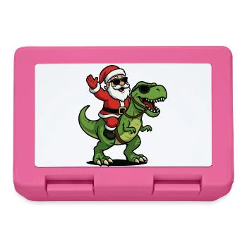 Weihnachts T Rex mit Santa Swag - Brotdose - Pink - Vorne