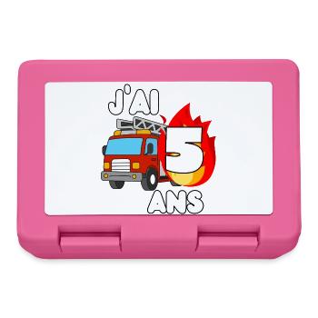 J’ai 5 ans camion de pompier fun - Boîte à goûter - rose - Devant