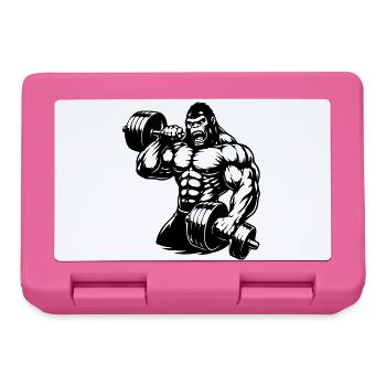 gorille musclé qui fait de la musculation - Boîte à goûter - rose - Devant