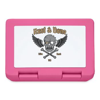 Conception de l’aile de crâne de moto en os de rouille - Boîte à goûter - rose - Devant