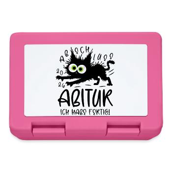 Abitur 2026 Ich habe fertig Katze - Brotdose - Pink - Vorne