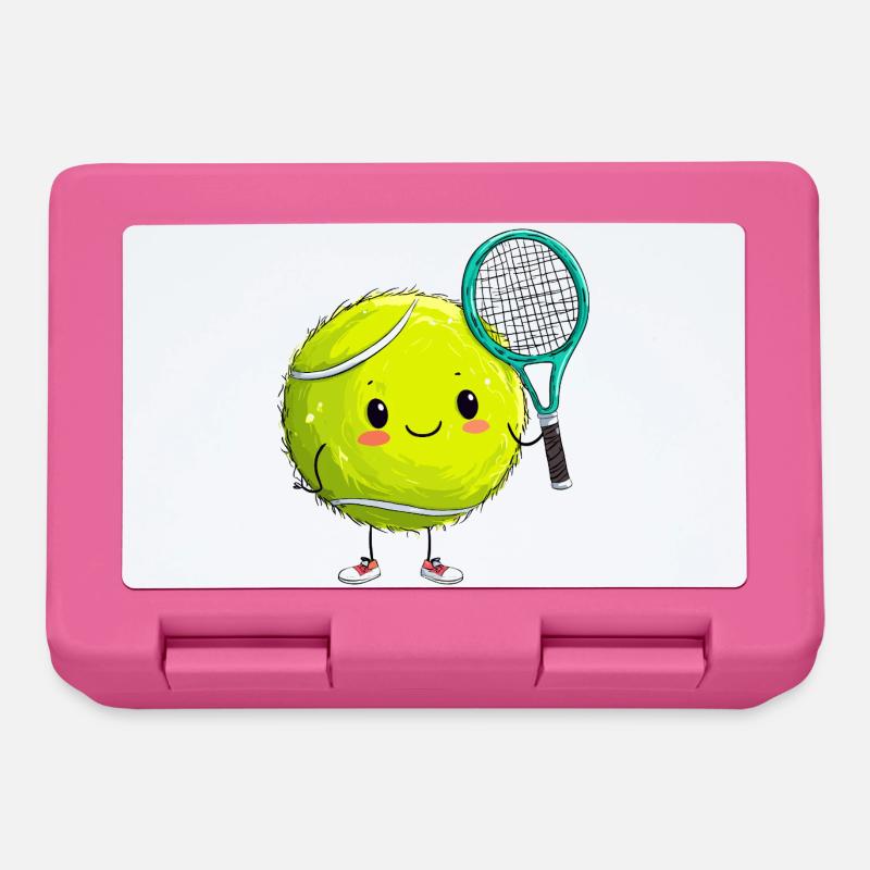 Cuddly tennis ball with racket - Lunchbox - pink