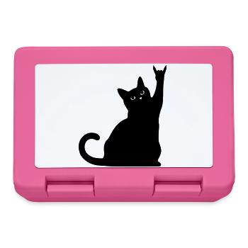 Black Cat – Devil Horns Silhouette - Lunchbox - pink - Front