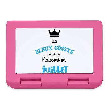 Cadeau naissance bébé garçon Juillet Beaux Gosses - Boîte à goûter - rose - Devant
