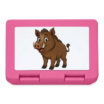 Happy Wild Boar Cartoon - Lunchbox - pink - Front