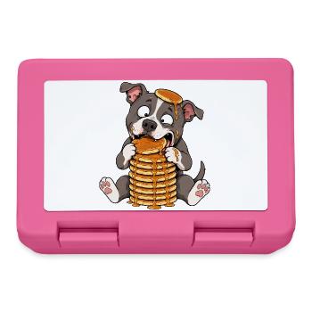 Pitbull avec des pancakes dessin animé drôle - Boîte à goûter - rose - Devant
