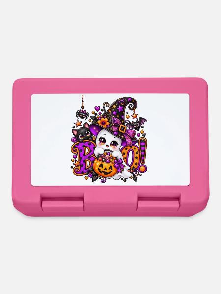 Süße Halloween-Hexe mit Kürbiskorb - Brotdose - Pink