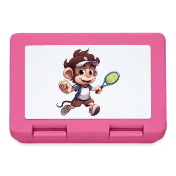 Tennis spielender Affe Schimpanse Cartoon - Brotdose - Pink - Vorne