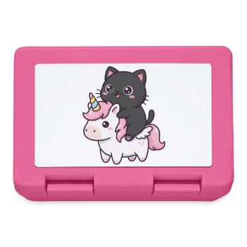 Katze auf Einhorn - Brotdose - Pink - Vorne