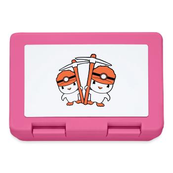 2 Ducks Miner Pickaxe Helmet Lamp Friends Cute - Lunchbox - pink - Front