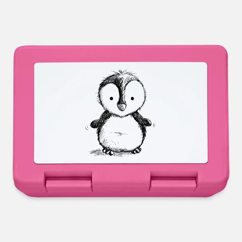 Pingouin Bébé - PInguine - Animal Sauvage - Oiseau - Bande Dessinée - Boîte à goûter - rose