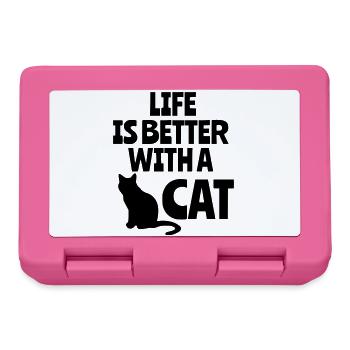 Life is better with a cat, cats, animals # - Lunchbox - pink - Front