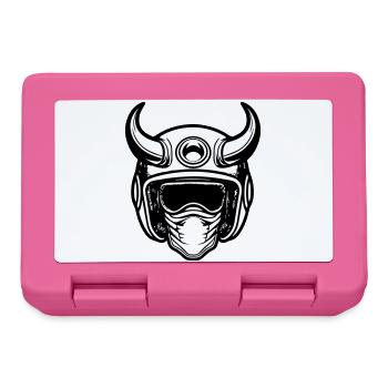 Casque de moto de motocross rétro avec deux cornes - Boîte à goûter - rose - Devant