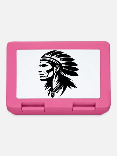 Indianer Häuptling mit Federn - Brotdose - Pink