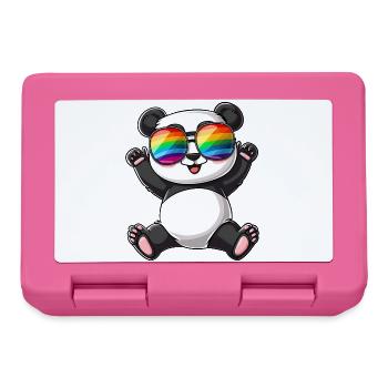 Panda Cartoon mit einer Pride Rainbow Brille. - Brotdose - Pink - Vorne