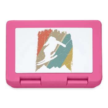 Retro Snowboard Silhouette auf Pastellstreifen - Brotdose - Pink - Vorne