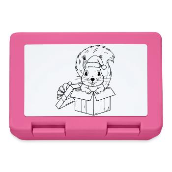 Cute Christmas squirrel in gift box - Lunchbox - pink - Front