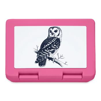 Vintage Eule auf Ast | Mystisches Wald Motiv - Brotdose - Pink - Vorne