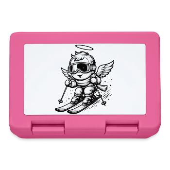 Cooler Engel auf Skiern mit Schutzbrille  - Brotdose - Pink - Vorne