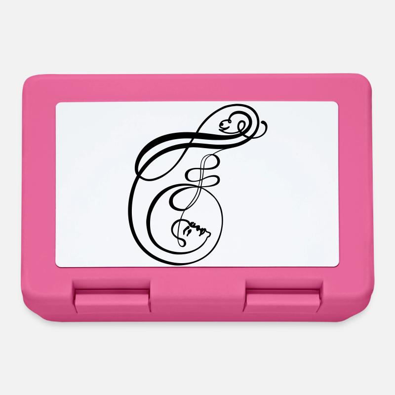 Calligraphy Line Art Faces as Letter F - Lunchbox - pink