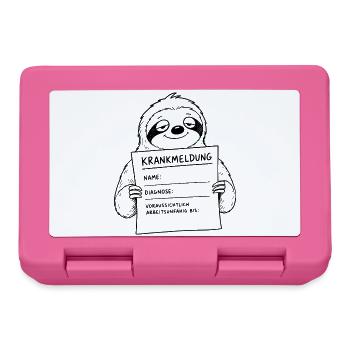 Faultier Krankmeldung ausfüllen - Brotdose - Pink - Vorne