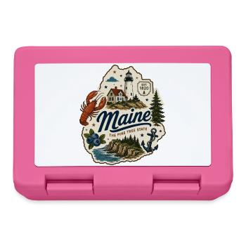 Maine Pine Tree State Vintage Küstenaufkleber - Brotdose - Pink - Vorne