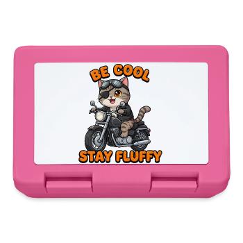 Katzen-Rocker auf Motorrad Stay Fluffy - Brotdose - Pink - Vorne