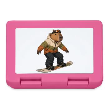 Capybara beim Snowboarding - Brotdose - Pink - Vorne