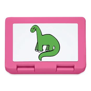Smaragdgrüner Dino auf Schwarz - Brotdose - Pink - Vorne