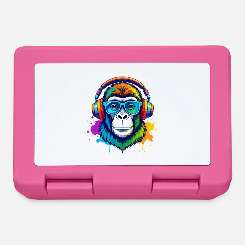 Gorille DJ Arc-en-Ciel avec casque - Boîte à goûter - rose