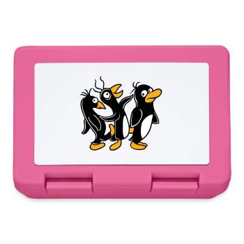 Verrückte Pinguine laufen dumm treten Team Freunde - Brotdose - Pink - Vorne