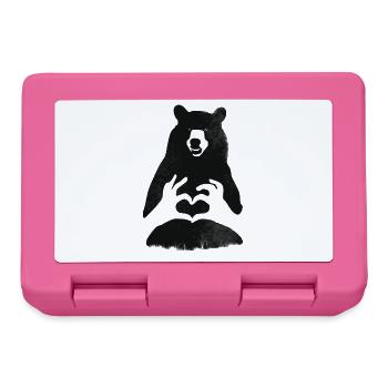 Bear Grizzly Bear Brown Bear Heart Nature Camping Strong lo - Lunchbox - pink - Front