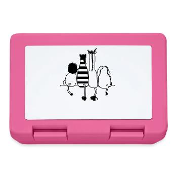 animals back kiss back zoo giraffe zebra humor kid - Lunchbox - pink - Front