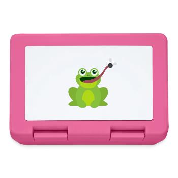 lustig Tiermotiv Kindershirt Frosch fängt Fliege - Brotdose - Pink - Vorne