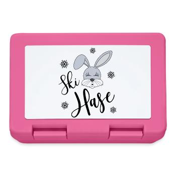 Skihase Ski Hase Winter Schnee Skifahren Skiurlaub - Brotdose - Pink - Vorne