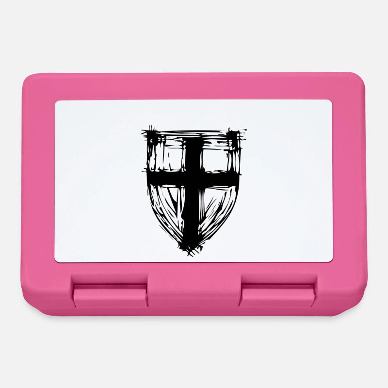 Schutzschild mit Kreuz - Brotdose - Pink