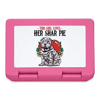 Herzbulldog mit Blüten Shar Pie - Brotdose - Pink - Vorne
