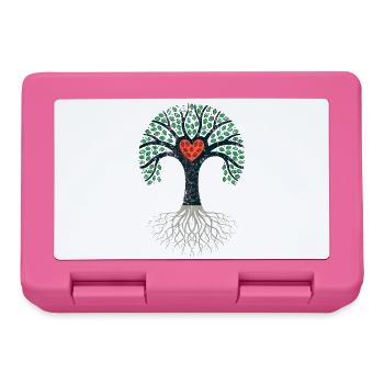 baum garten natur öko bio familie herz wachsen lol - Brotdose - Pink - Vorne