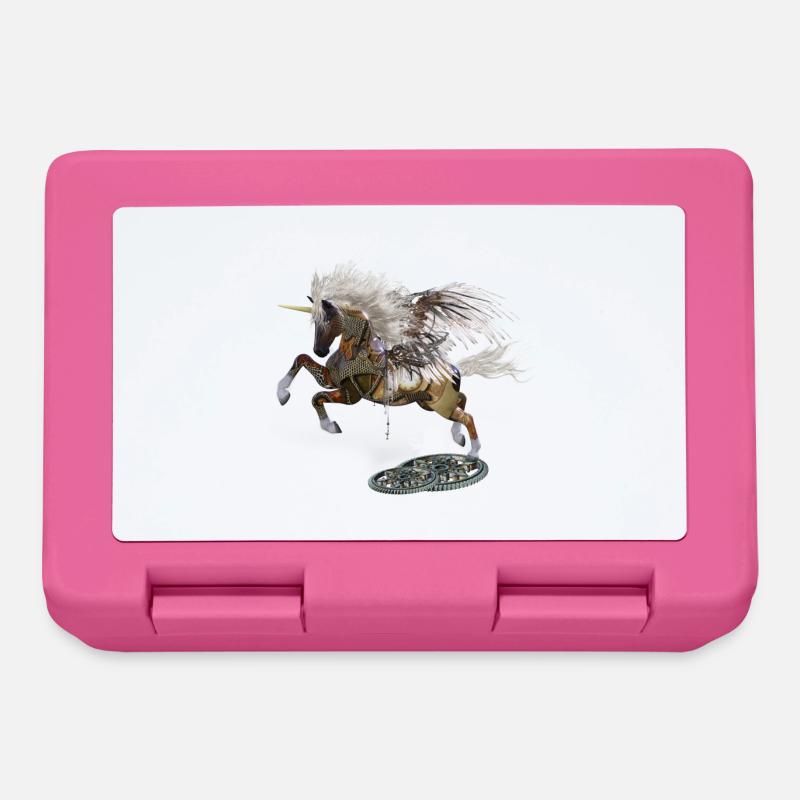 Wunderbares Steampunk-Einhorn mit Pilzen - Brotdose - Pink