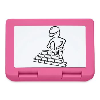 Bauarbeiter mit Maurerkelle, Mörtel und Mauer - Brotdose - Pink - Vorne
