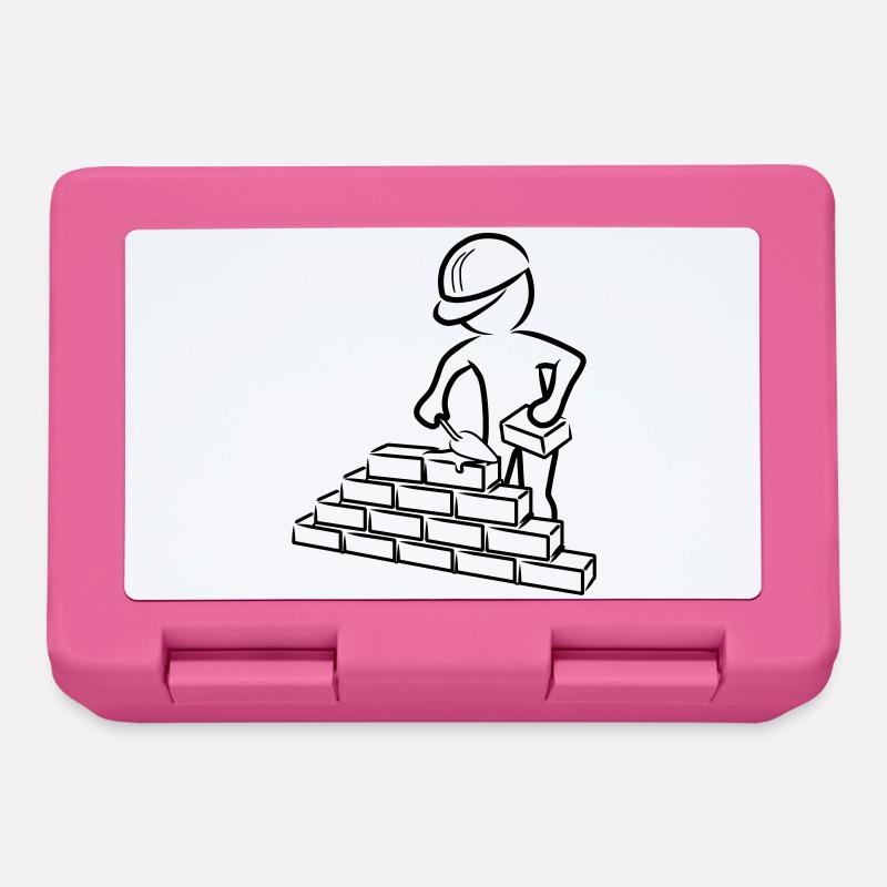 Bauarbeiter mit Maurerkelle, Mörtel und Mauer - Brotdose - Pink