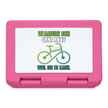 Humorvolles Fahrrad-Motiv ohne Akku - Brotdose - Pink - Vorne