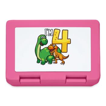 Dinosaure de 4ème anniversaire 4 ans - Boîte à goûter - rose - Devant