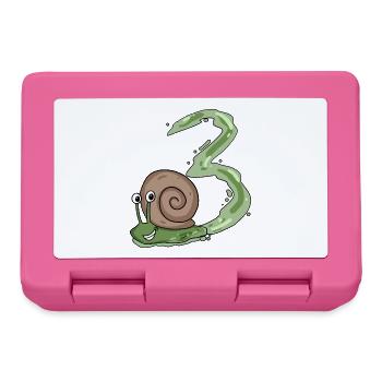 3rd birthday snail - 3 year old gift - Lunchbox - pink - Front